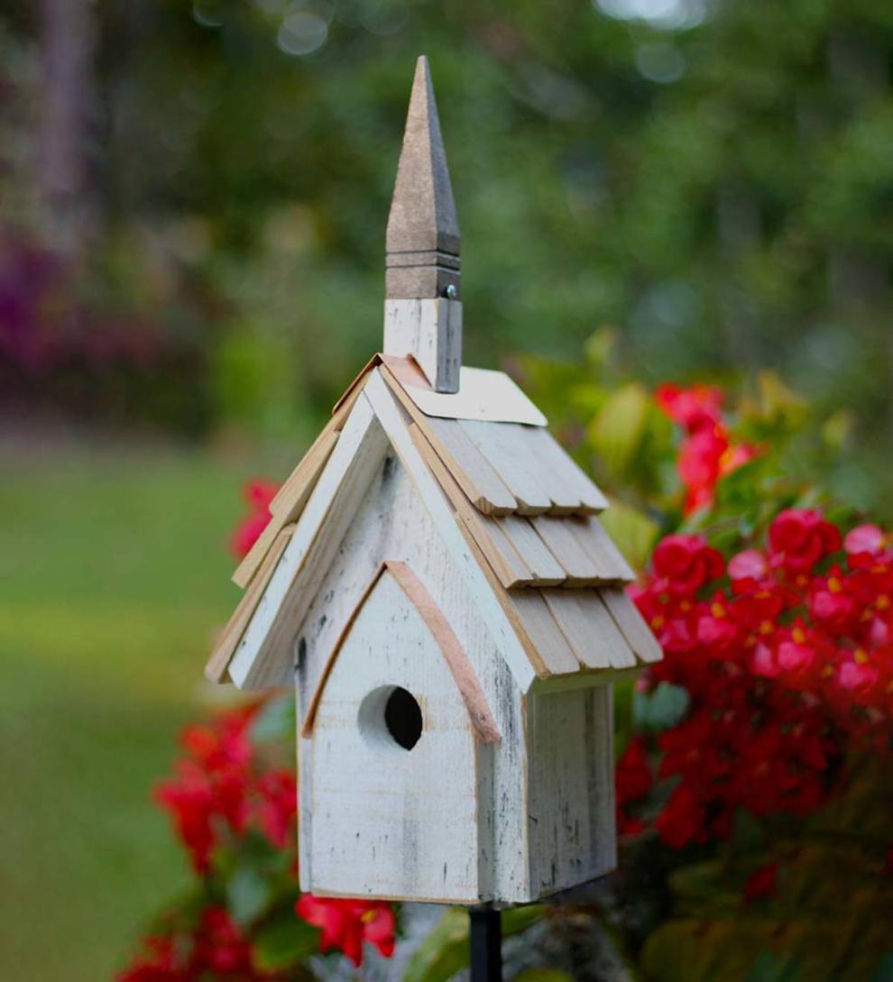 Plow & Hearth Birdhouses Yard & Garden Wood And Copper Chapel Birdhouse