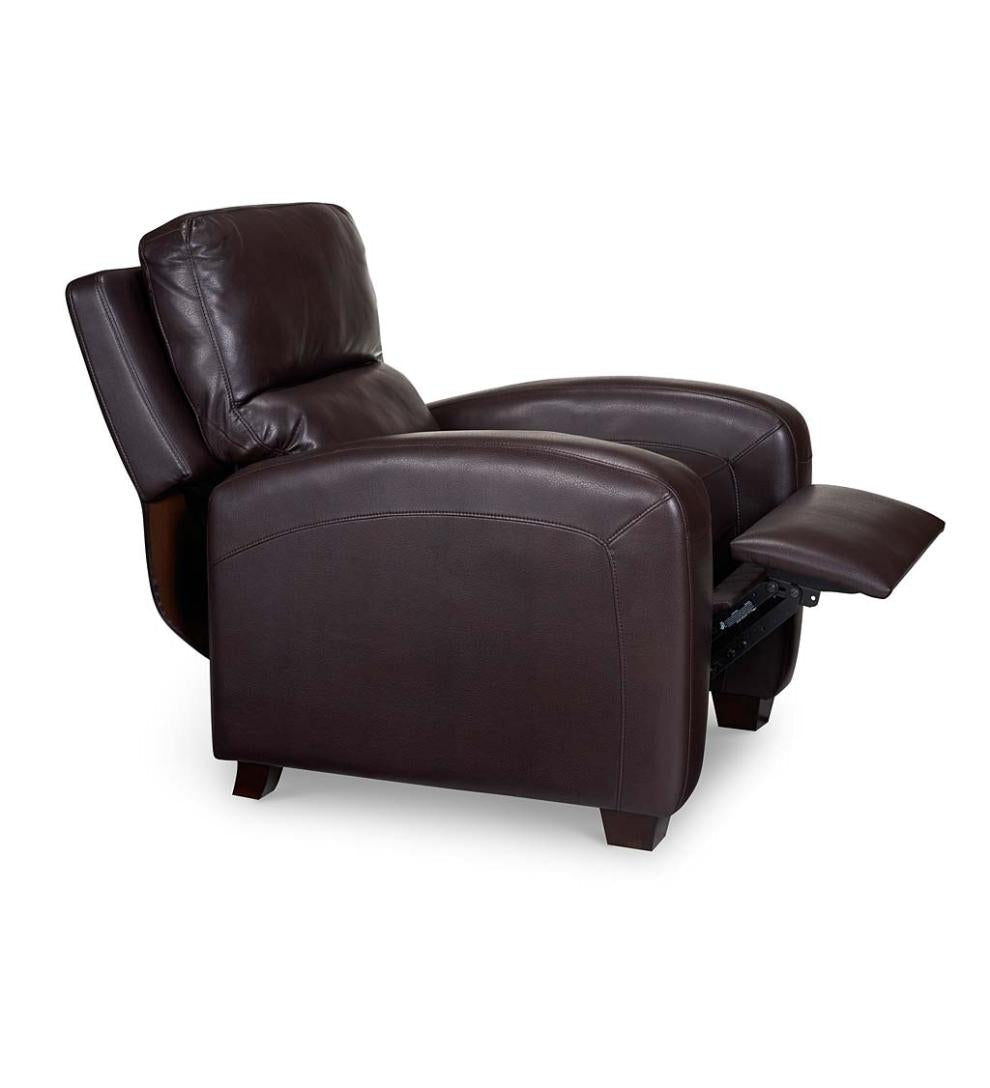 Plow & Hearth Chairs & Rockers Indoor Living Brice Vegan Leather Recliner - Brown