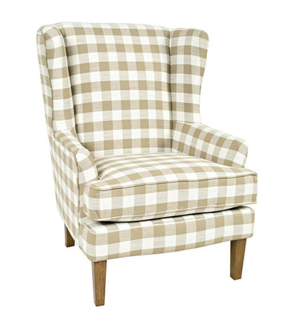 Plow & Hearth Chairs & Rockers Indoor Living Buffalo Plaid Upholstered Wingback Chair - Natural