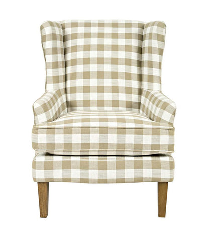 Plow & Hearth Chairs & Rockers Indoor Living Buffalo Plaid Upholstered Wingback Chair - Natural