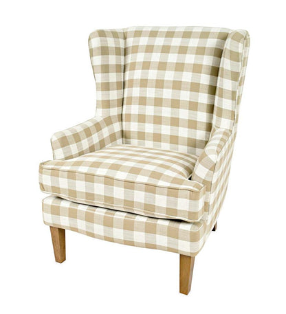 Plow & Hearth Chairs & Rockers Indoor Living Buffalo Plaid Upholstered Wingback Chair - Natural