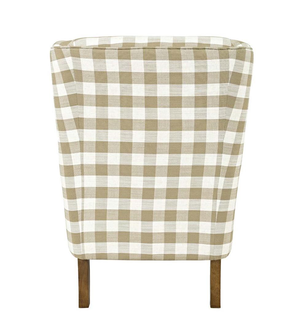 Plow & Hearth Chairs & Rockers Indoor Living Buffalo Plaid Upholstered Wingback Chair - Natural