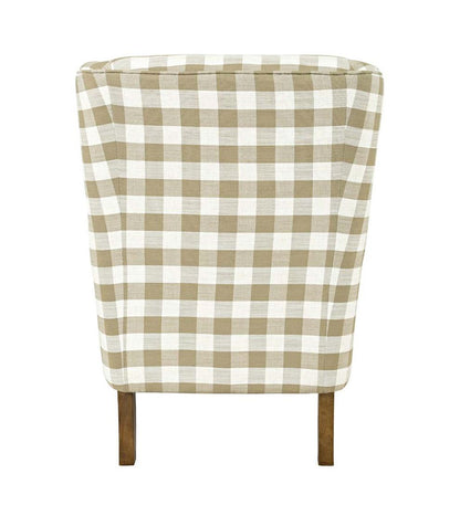 Plow & Hearth Chairs & Rockers Indoor Living Buffalo Plaid Upholstered Wingback Chair - Natural