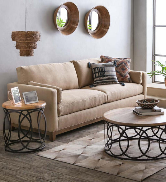 Plow & Hearth Chairs & Rockers Indoor Living Eco-Friendly Handmade Studio Sofa, Made In Usa - Brussels Linen