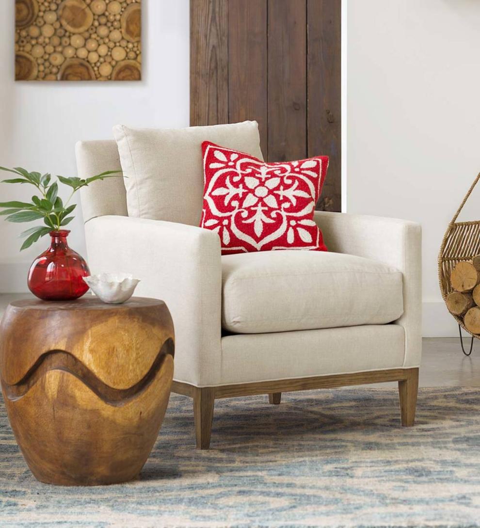 Plow & Hearth Chairs & Rockers Indoor Living Eco-Friendly Handmade Upholstered Studio Chair, Made In Usa - Brussels Linen