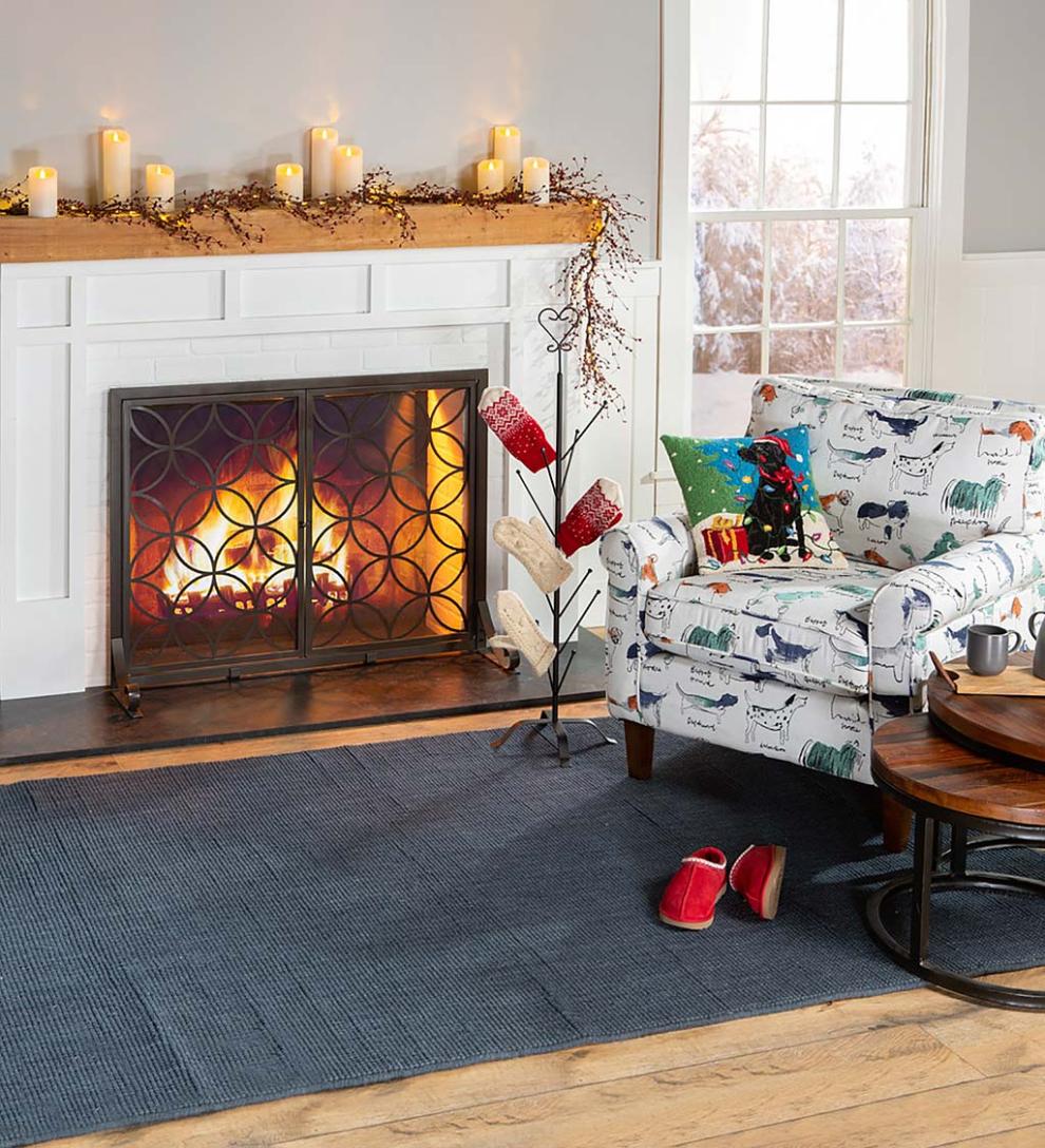 Plow & Hearth Chairs & Rockers Indoor Living Going To The Dogs Upholstered Dog Print Arm Chair - Dogs