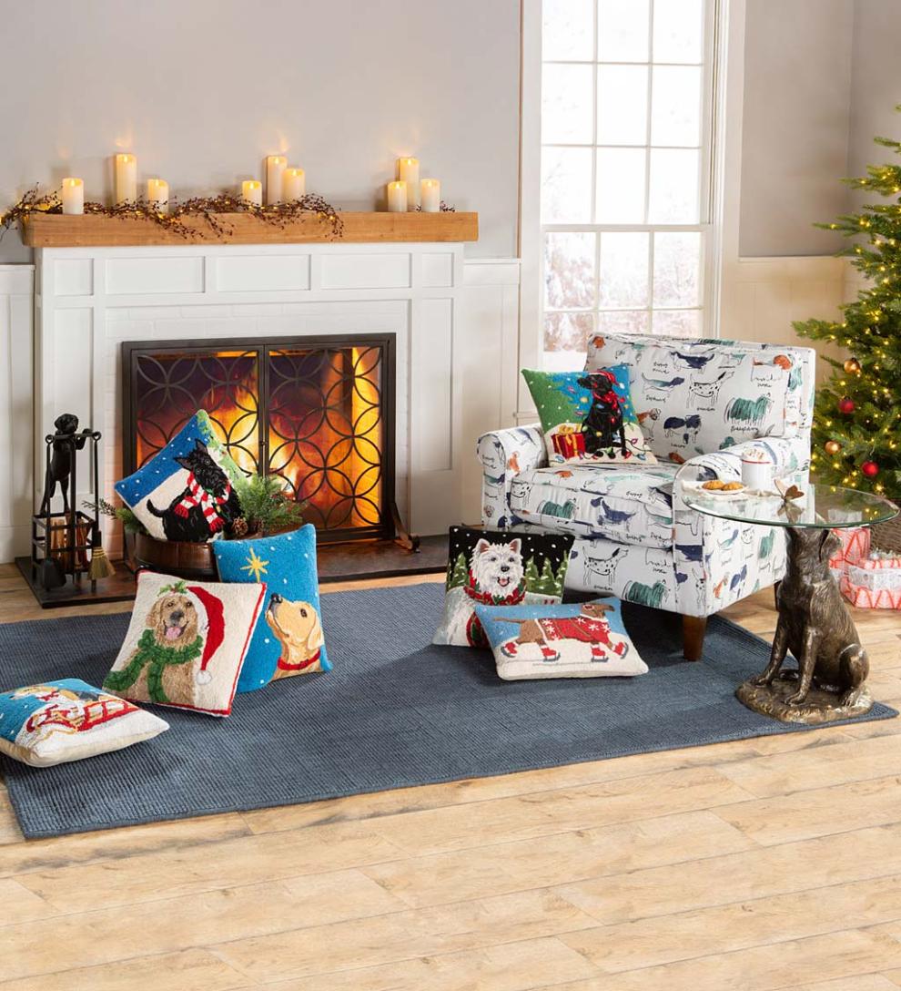 Plow & Hearth Chairs & Rockers Indoor Living Going To The Dogs Upholstered Dog Print Arm Chair - Dogs