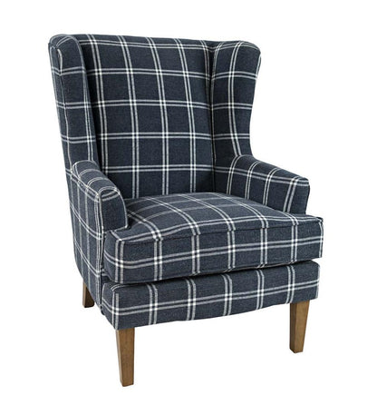 Plow & Hearth Chairs & Rockers Indoor Living Plaid Upholstered Wingback Accent Chair - Graphite