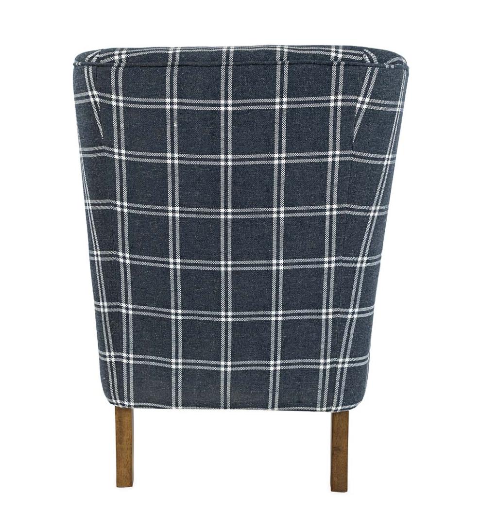 Plow & Hearth Chairs & Rockers Indoor Living Plaid Upholstered Wingback Accent Chair - Graphite