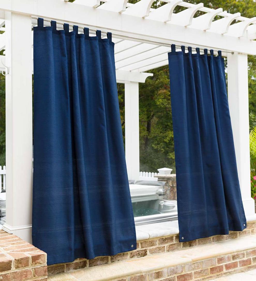 Plow & Hearth Curtain Panels Indoor Living Grasscloth Outdoor Curtain Panel With Tab Top