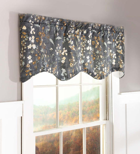 Plow & Hearth Curtain Panels Indoor Living Rockport Floral Linen-Look Curtain Pairs With Tiebacks