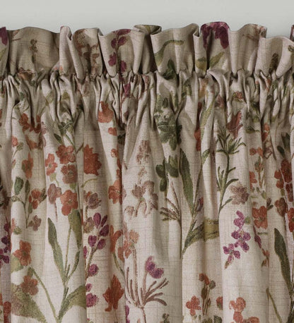Plow & Hearth Curtain Panels Indoor Living Rockport Floral Linen-Look Curtain Pairs With Tiebacks