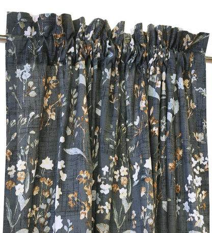 Plow & Hearth Curtain Panels Indoor Living Rockport Floral Linen-Look Curtain Pairs With Tiebacks