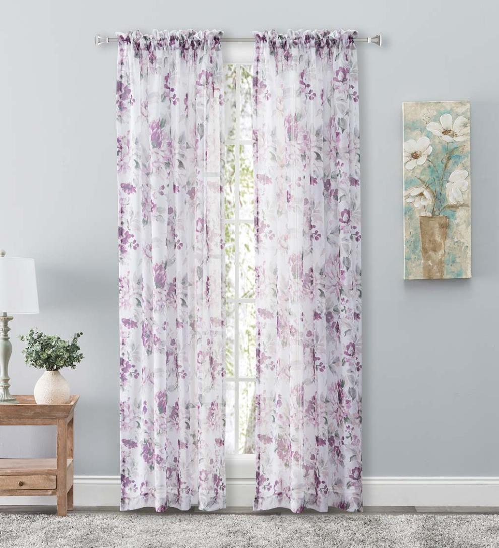 Plow & Hearth Curtain Panels Indoor Living Whimsical Sheer Rod Pocket Panel Curtains And Valance