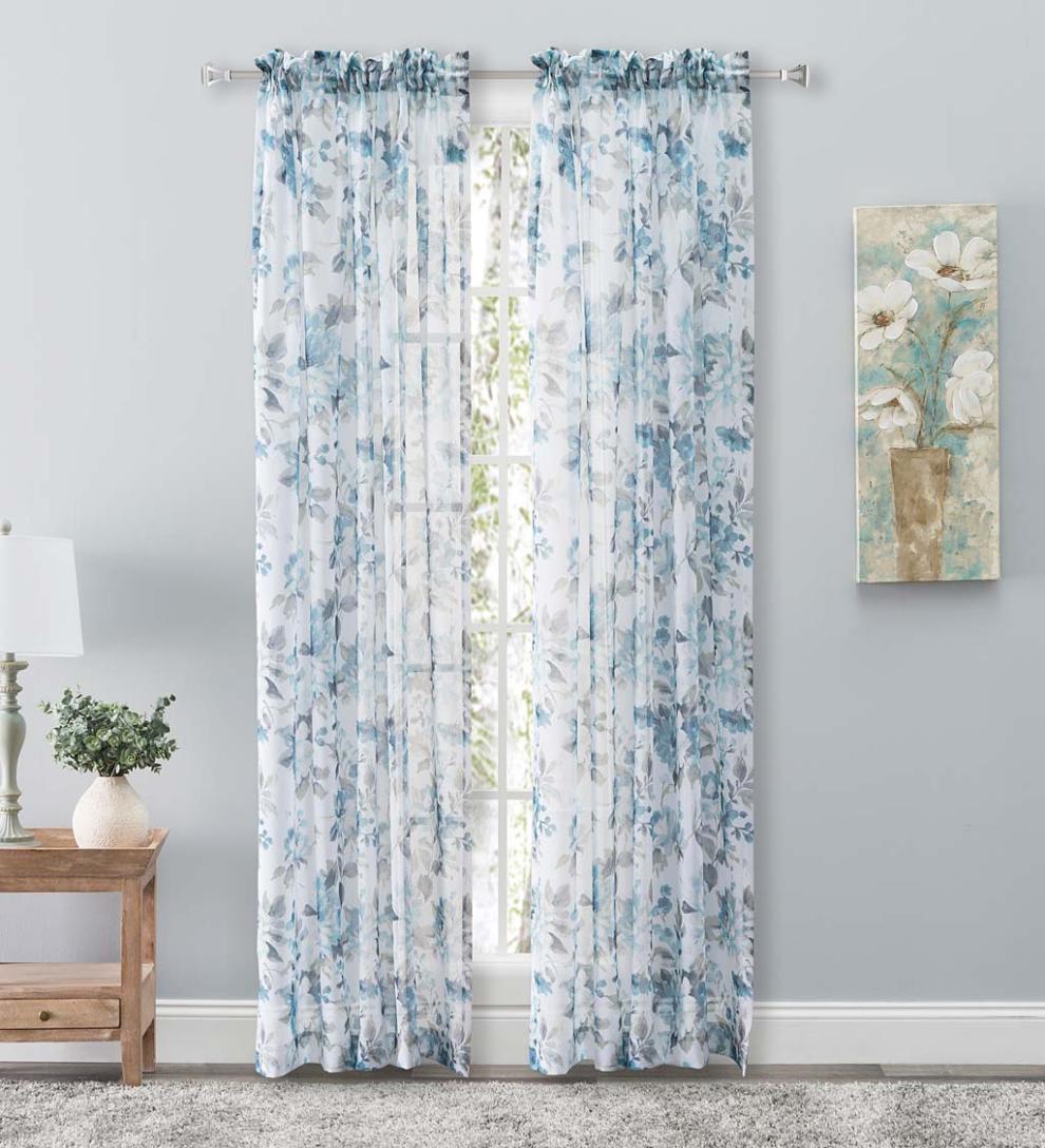 Plow & Hearth Curtain Panels Indoor Living Whimsical Sheer Rod Pocket Panel Curtains And Valance