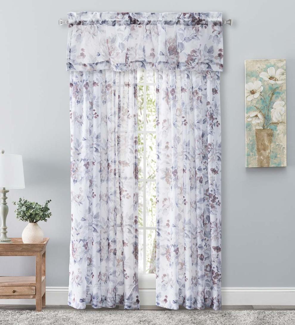 Plow & Hearth Curtain Panels Indoor Living Whimsical Sheer Rod Pocket Panel Curtains And Valance
