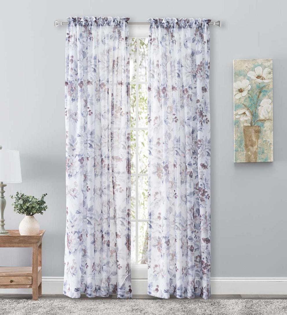 Plow & Hearth Curtain Panels Indoor Living Whimsical Sheer Rod Pocket Panel Curtains And Valance