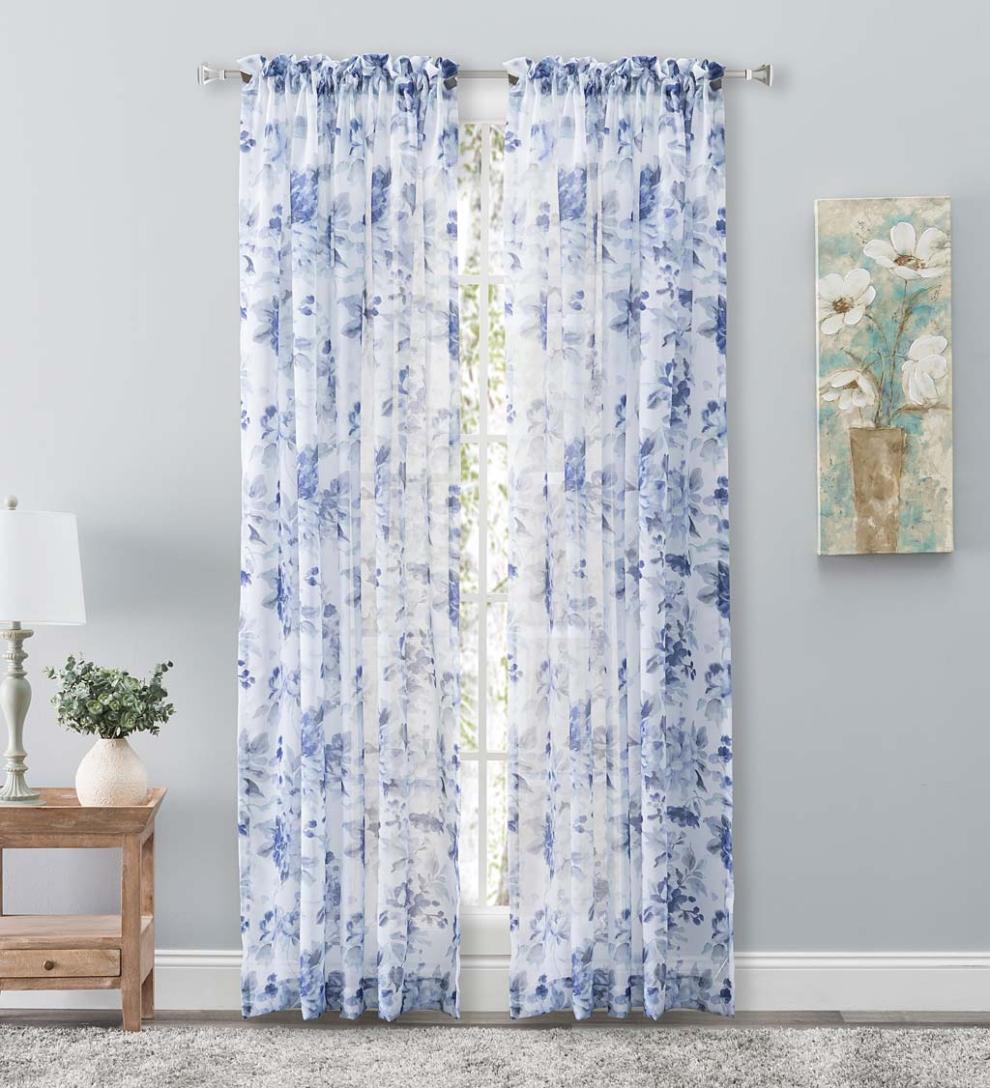 Plow & Hearth Curtain Panels Indoor Living Whimsical Sheer Rod Pocket Panel Curtains And Valance