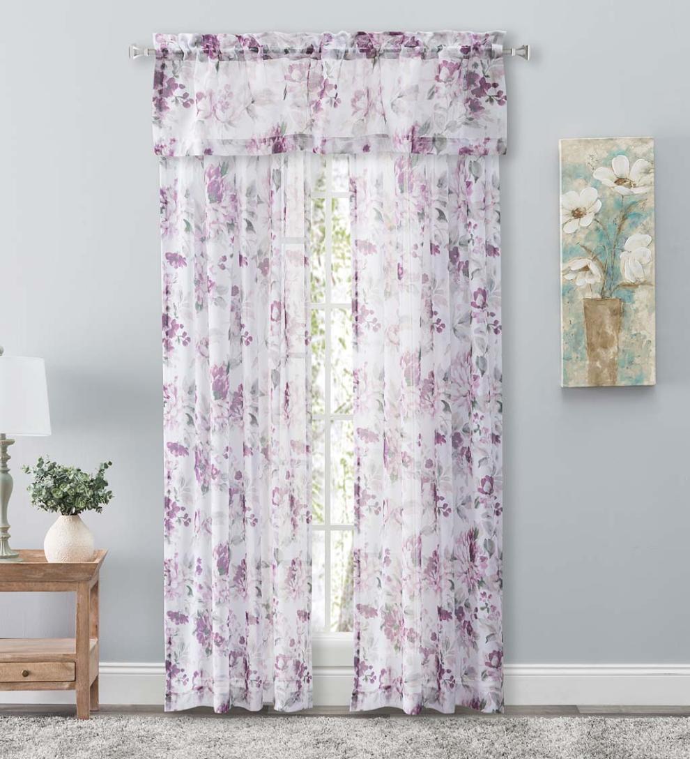Plow & Hearth Curtain Panels Indoor Living Whimsical Sheer Rod Pocket Panel Curtains And Valance