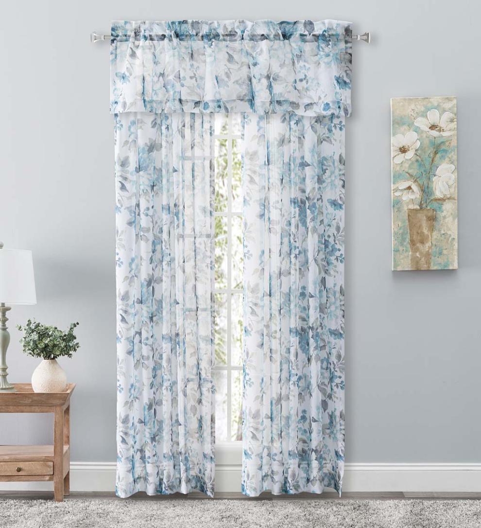 Plow & Hearth Curtain Panels Indoor Living Whimsical Sheer Rod Pocket Panel Curtains And Valance