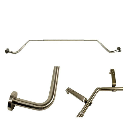 Plow & Hearth Curtain Rods & Hardware Indoor Living Adjustable Bay Window Curtain Rod Set - Rubbed Matte Brass