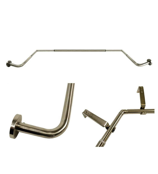 Plow & Hearth Curtain Rods & Hardware Indoor Living Adjustable Bay Window Curtain Rod Set - Rubbed Matte Brass