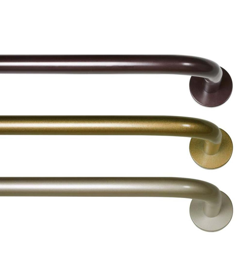 Plow & Hearth Curtain Rods & Hardware Indoor Living Adjustable Bay Window Curtain Rod Set - Rubbed Matte Brass