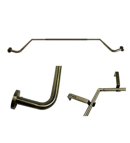 Plow & Hearth Curtain Rods & Hardware Indoor Living Adjustable Bay Window Curtain Rod Set - Rubbed Matte Brass