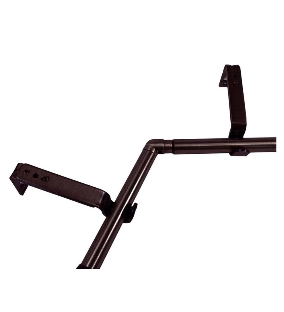 Plow & Hearth Curtain Rods & Hardware Indoor Living Adjustable Bay Window Curtain Rod Set - Rubbed Matte Brass