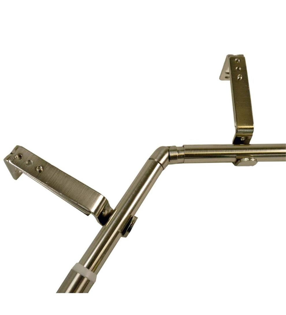 Plow & Hearth Curtain Rods & Hardware Indoor Living Adjustable Bay Window Curtain Rod Set - Rubbed Matte Brass