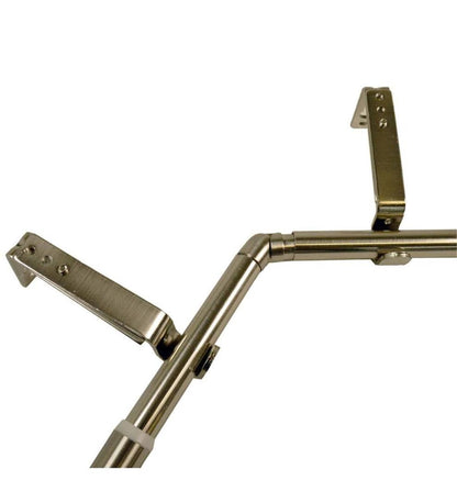 Plow & Hearth Curtain Rods & Hardware Indoor Living Adjustable Bay Window Curtain Rod Set - Rubbed Matte Brass
