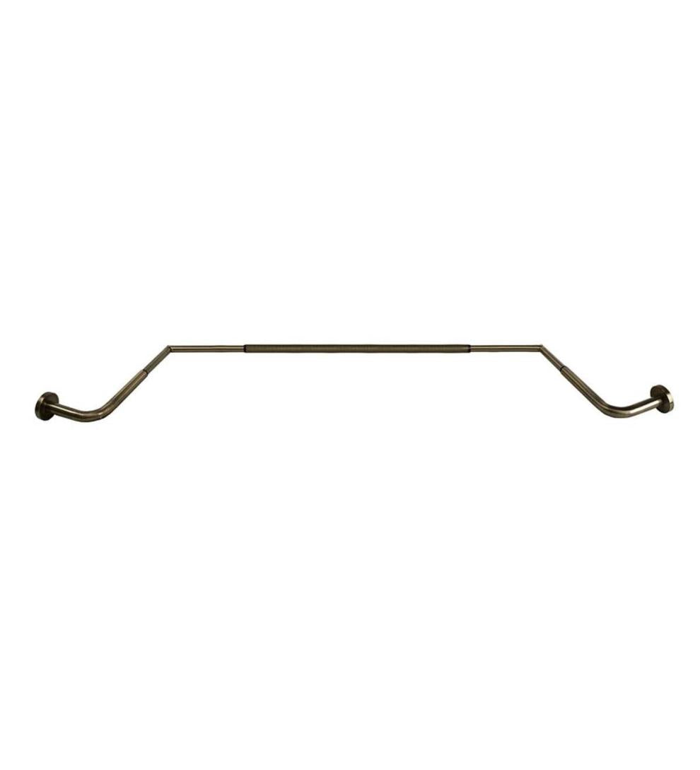 Plow & Hearth Curtain Rods & Hardware Indoor Living Adjustable Bay Window Curtain Rod Set - Rubbed Matte Brass