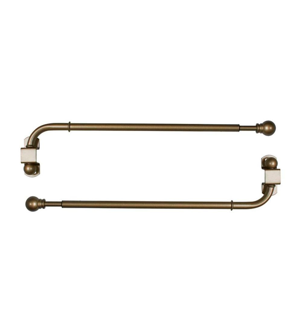 Plow & Hearth Curtain Rods & Hardware Indoor Living Adjustable Steel Swing Arm Curtain Rod Set