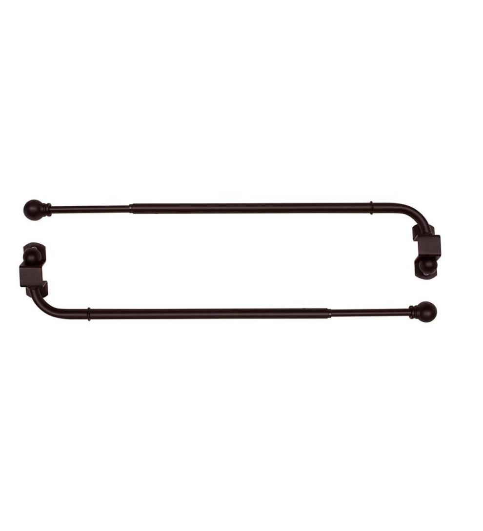 Plow & Hearth Curtain Rods & Hardware Indoor Living Adjustable Steel Swing Arm Curtain Rod Set
