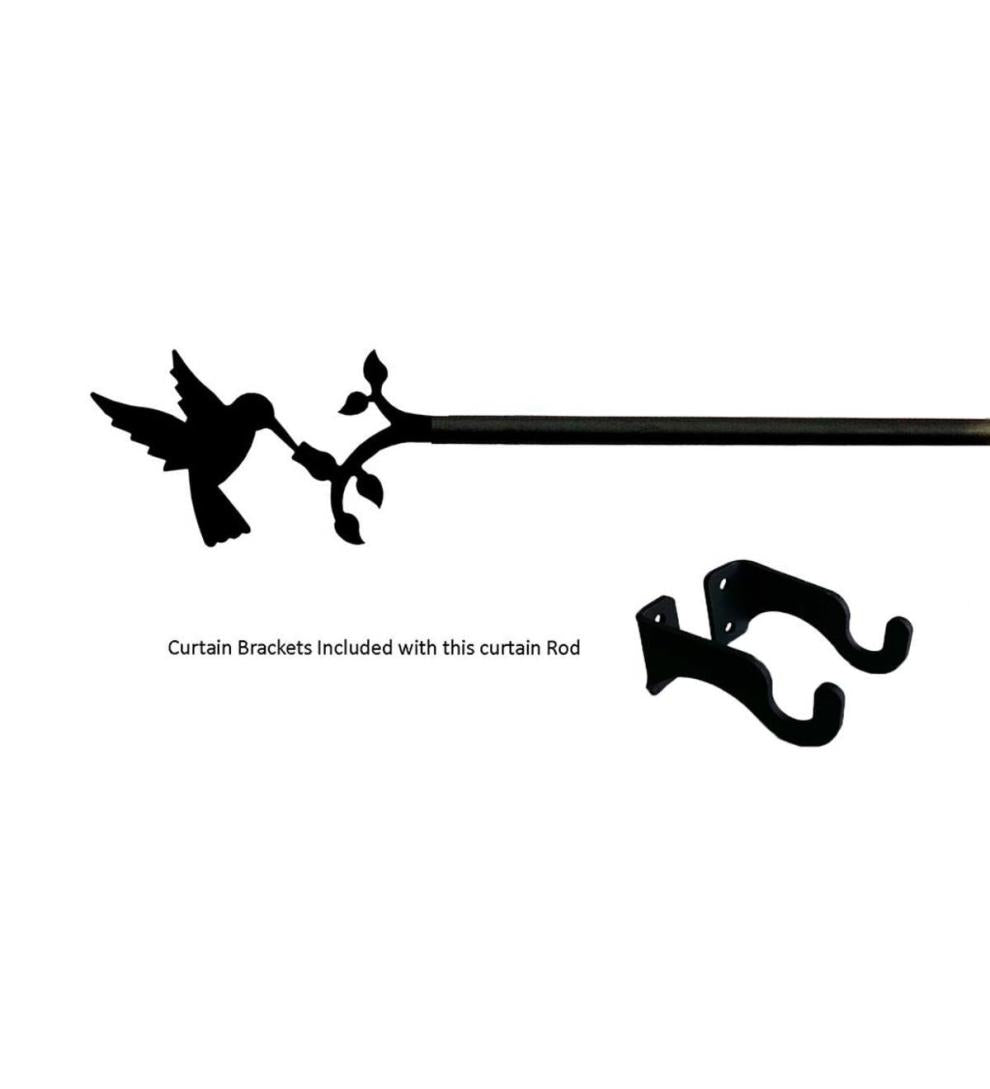 Plow & Hearth Curtain Rods & Hardware Indoor Living Adjustable Wrought Iron Curtain Rod With Brackets
