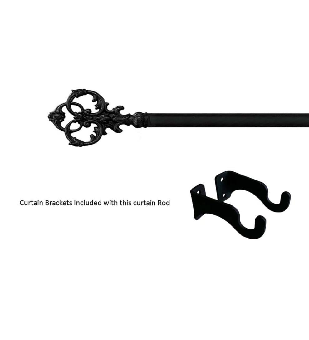 Plow & Hearth Curtain Rods & Hardware Indoor Living Adjustable Wrought Iron Curtain Rod With Brackets