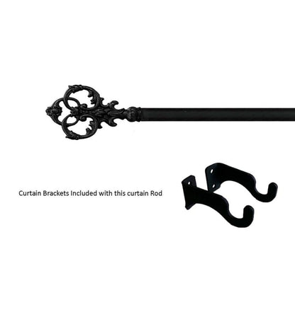 Plow & Hearth Curtain Rods & Hardware Indoor Living Adjustable Wrought Iron Curtain Rod With Brackets