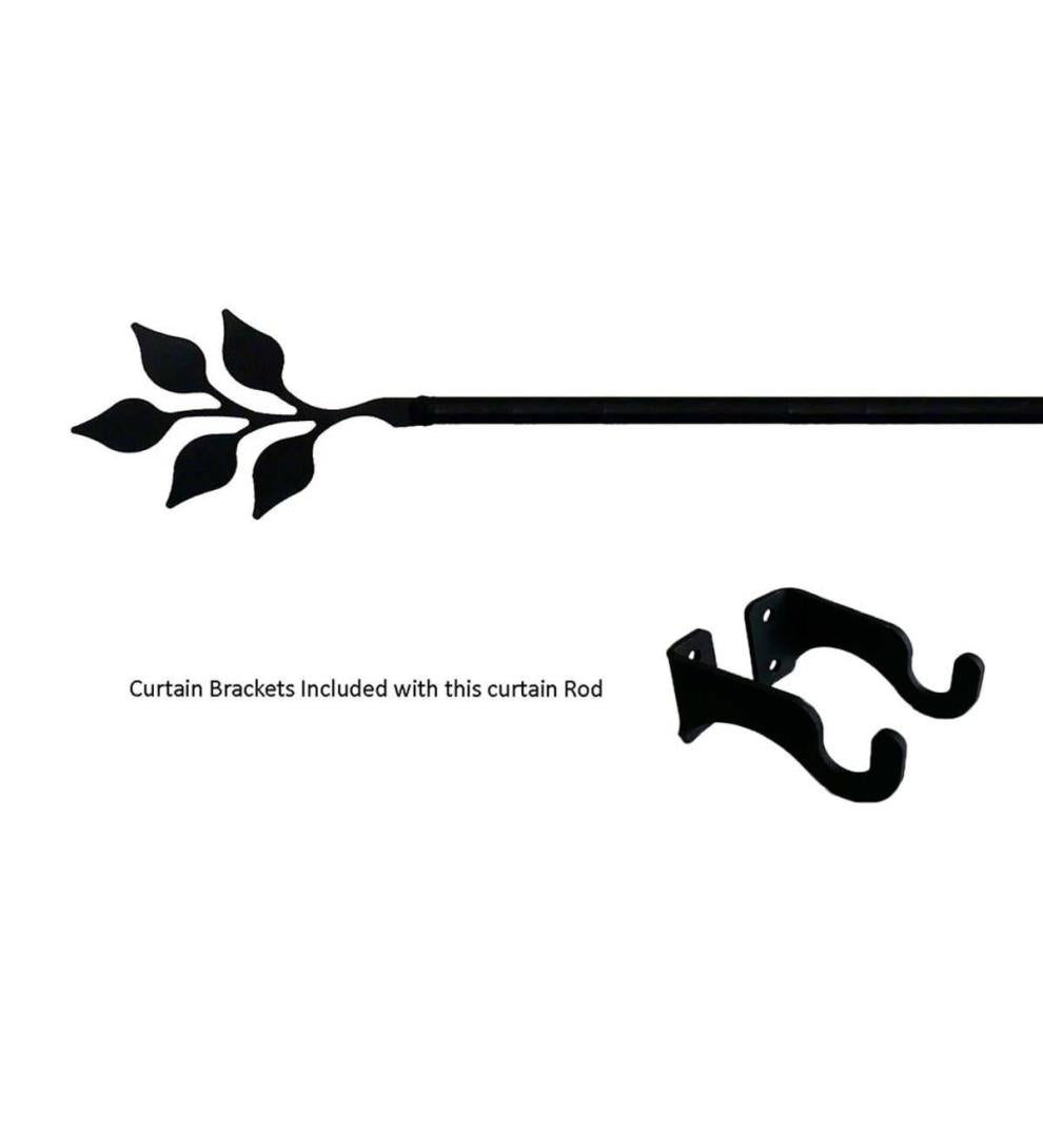 Plow & Hearth Curtain Rods & Hardware Indoor Living Adjustable Wrought Iron Curtain Rod With Brackets