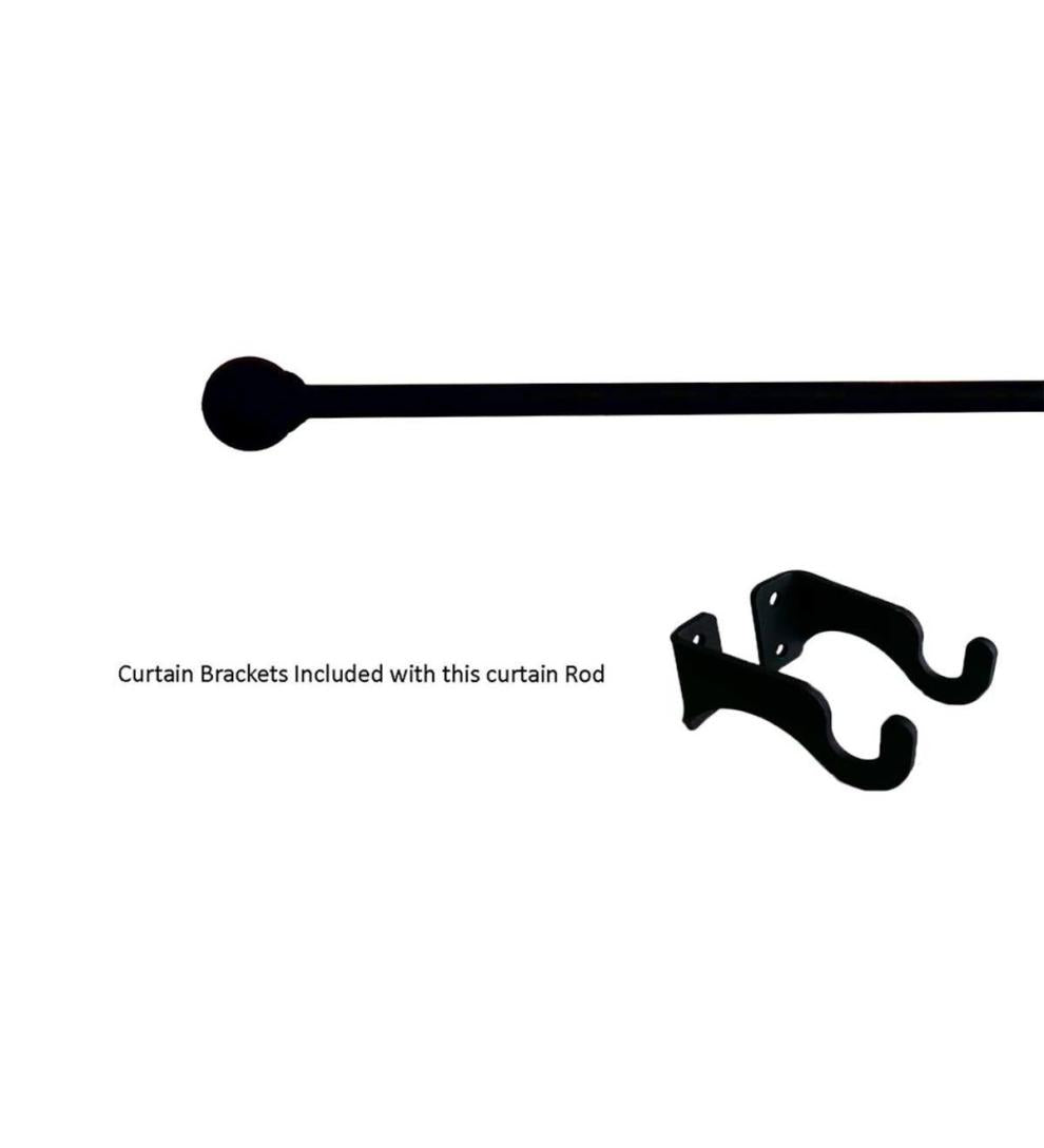 Plow & Hearth Curtain Rods & Hardware Indoor Living Adjustable Wrought Iron Curtain Rod With Brackets