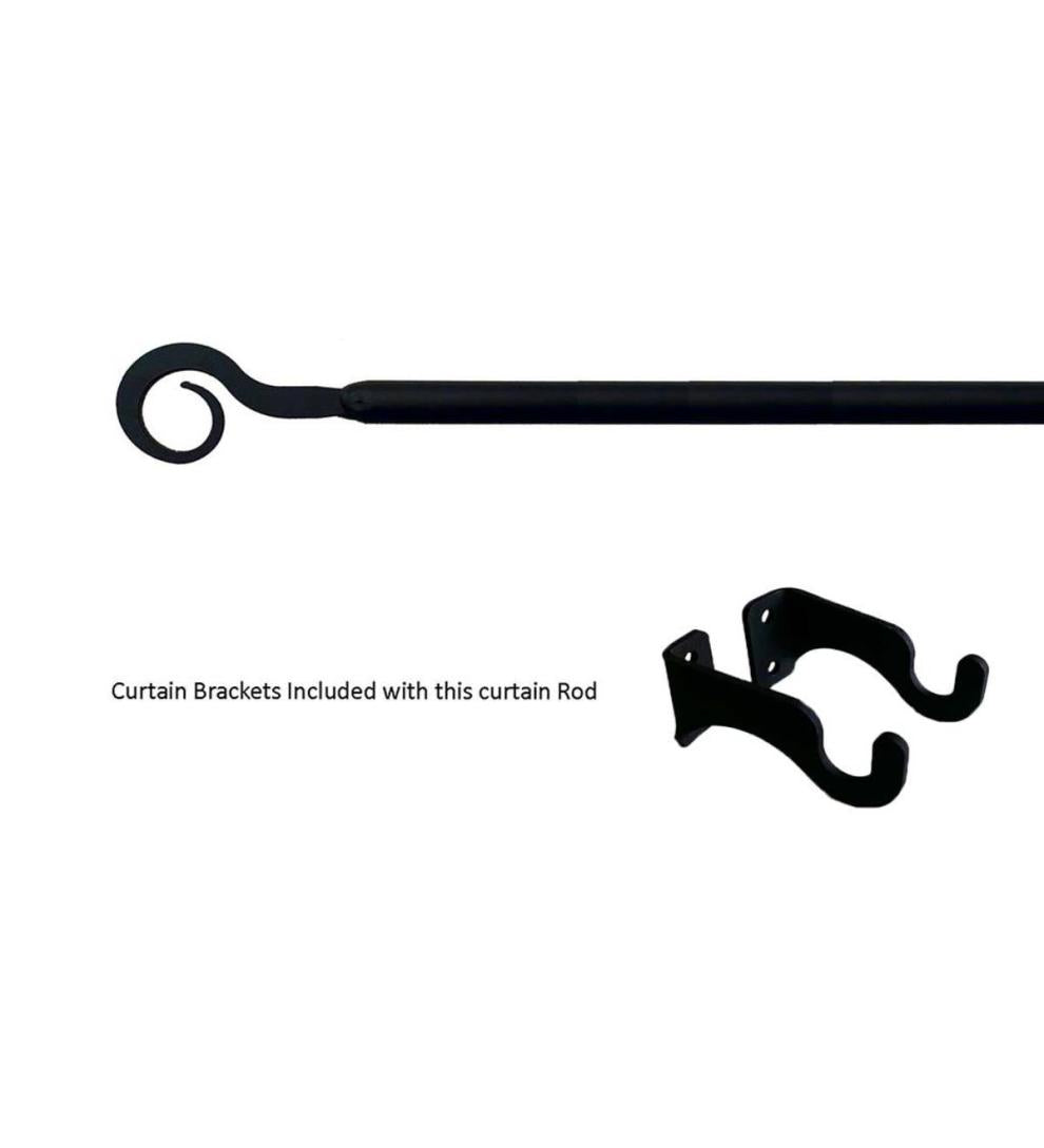Plow & Hearth Curtain Rods & Hardware Indoor Living Adjustable Wrought Iron Curtain Rod With Brackets