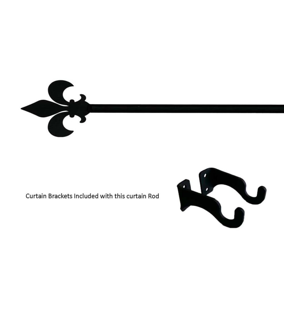 Plow & Hearth Curtain Rods & Hardware Indoor Living Adjustable Wrought Iron Curtain Rod With Brackets