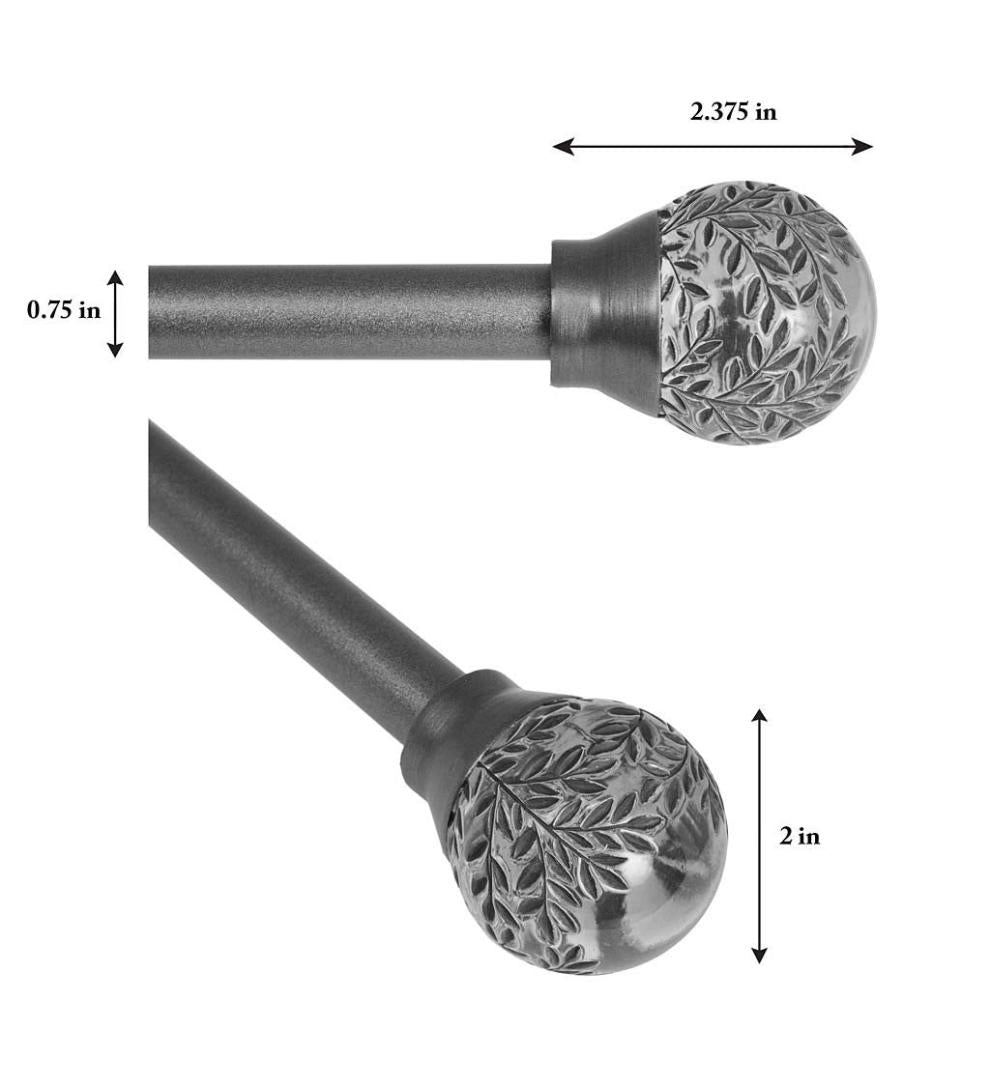 Plow & Hearth Curtain Rods & Hardware Indoor Living Botanical Curtain Rod Set With Gaia Finials