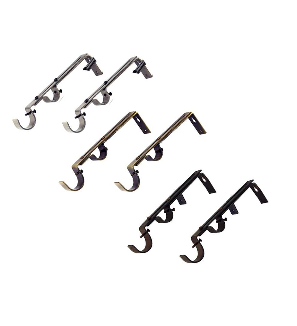 Plow & Hearth Curtain Rods & Hardware Indoor Living Double-Rod Brackets, Pair - Antique Brass