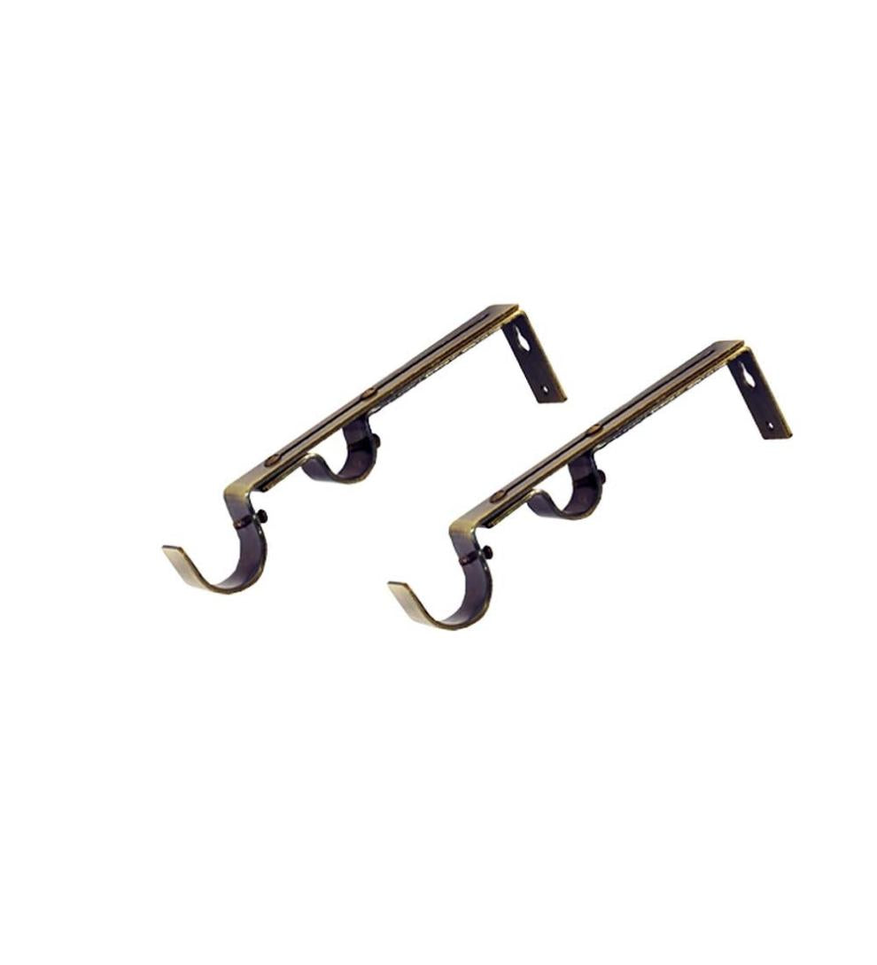 Plow & Hearth Curtain Rods & Hardware Indoor Living Double-Rod Brackets, Pair - Antique Brass