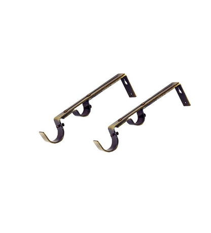 Plow & Hearth Curtain Rods & Hardware Indoor Living Double-Rod Brackets, Pair - Antique Brass