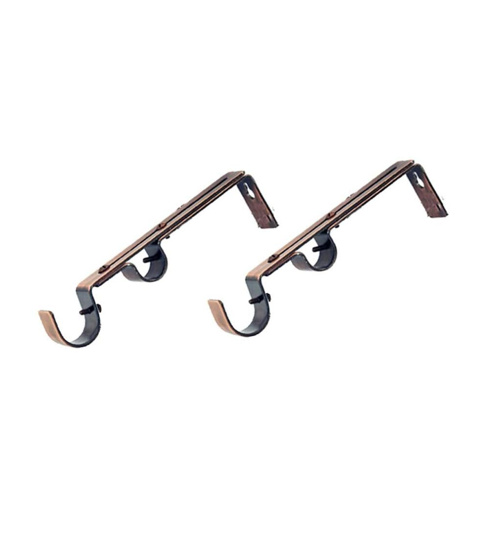 Plow & Hearth Curtain Rods & Hardware Indoor Living Double-Rod Brackets, Pair - Antique Brass