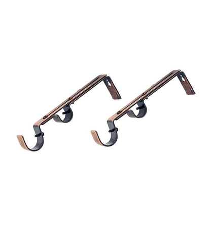 Plow & Hearth Curtain Rods & Hardware Indoor Living Double-Rod Brackets, Pair - Antique Brass