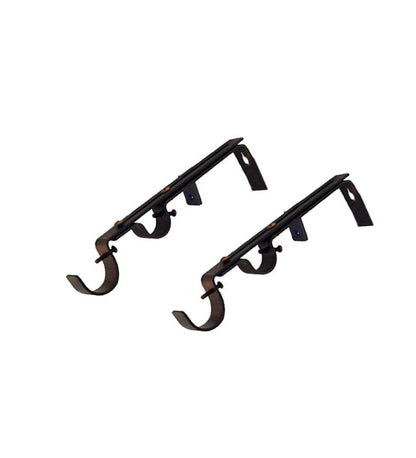 Plow & Hearth Curtain Rods & Hardware Indoor Living Double-Rod Brackets, Pair - Antique Brass