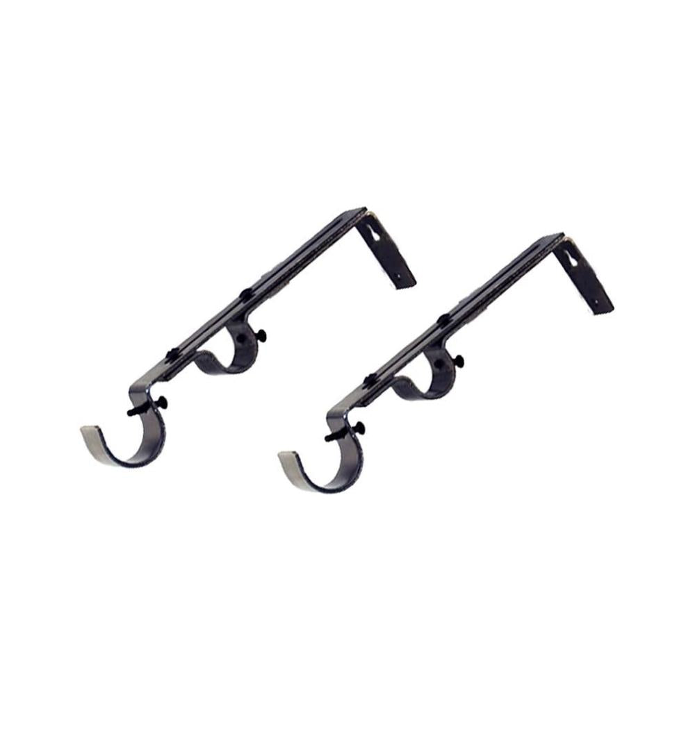 Plow & Hearth Curtain Rods & Hardware Indoor Living Double-Rod Brackets, Pair - Antique Brass