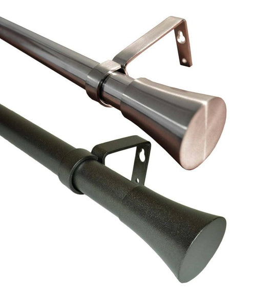 Plow & Hearth Curtain Rods & Hardware Indoor Living Indoor-Outdoor Stainless Steel Curtain Rod Set With Flare Finial